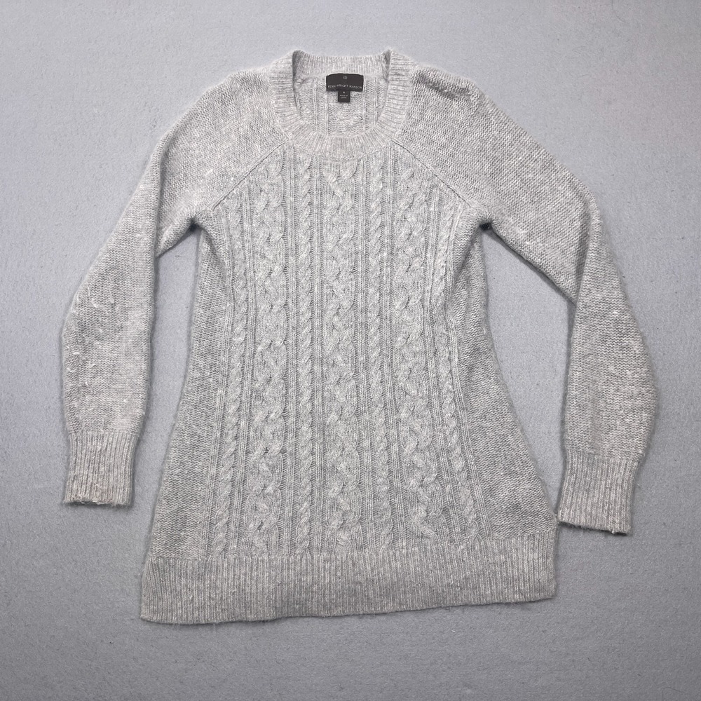 Fenn Wright Manson‎ Grey Cable Knit Angora Rabbit Hair Sweater Women Size Medium